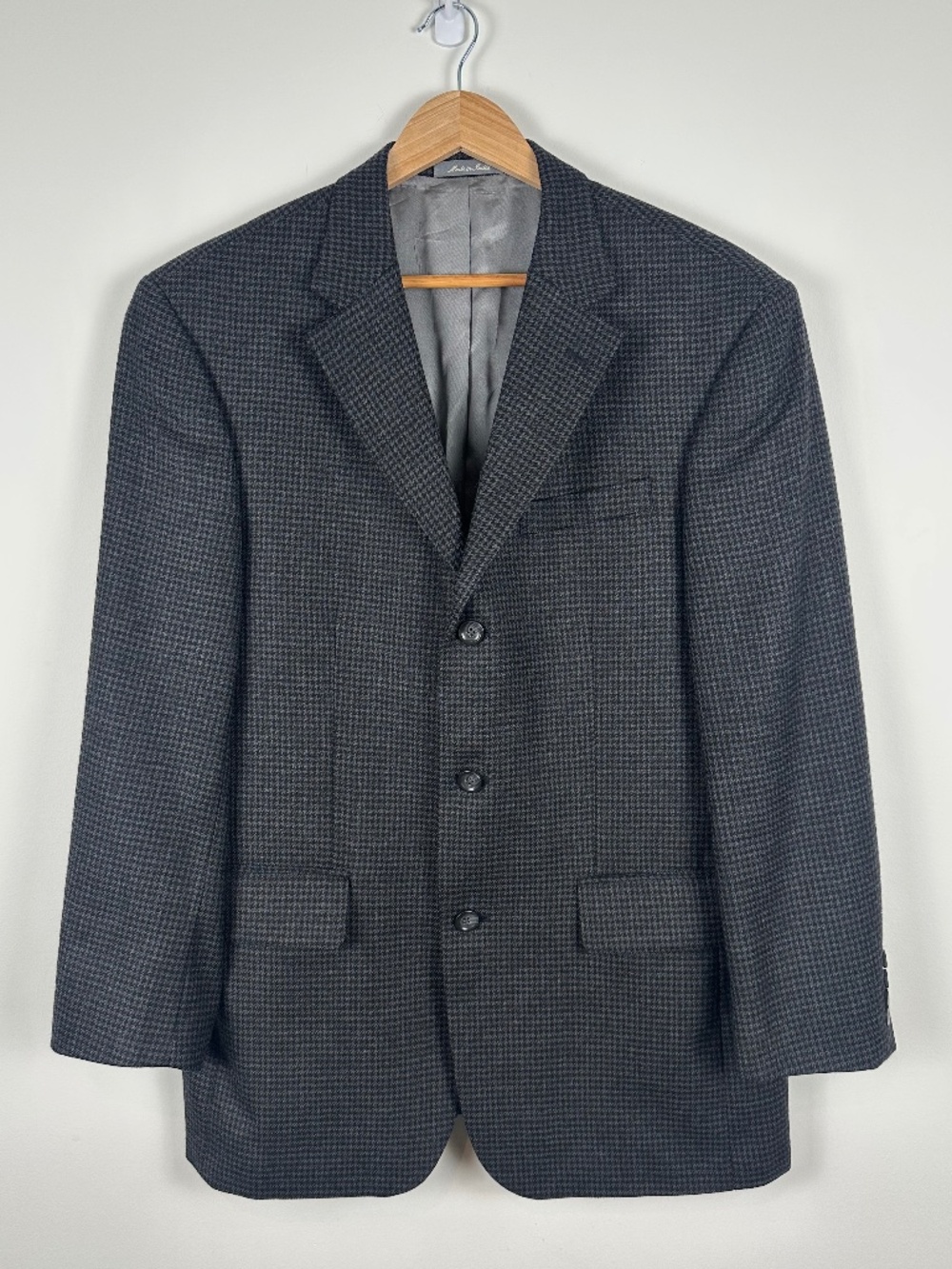 Oscar de la Renta Gray Houndstooth 3 Button Blazer Sport Coat Est 38R